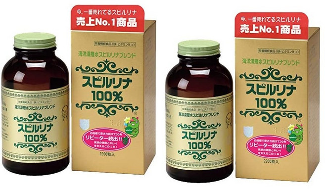 일본해양심층수 스피루리나 100% 대용량 2200정 x 2병 세트 약 4개월분 일본 스피루리나 판매량 NO.1, 2개