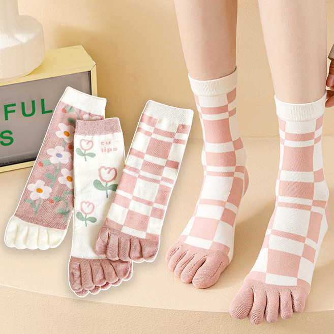 여자 여성 삭스 화려한 화사한 봄 꽃무늬 패션 비비드컬러 무좀 발가락 양말