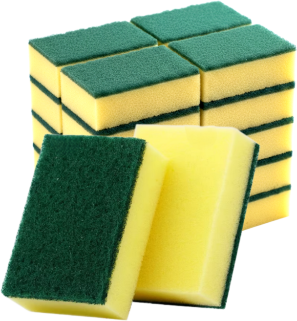 다이노 주방 수세미 초록 양면 스펀지, 1개, 20개입