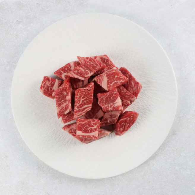 국내산 한우 투쁠 등심 큐브 스테이크 1+1 찹스테이크 덮밥, 2개, 150g