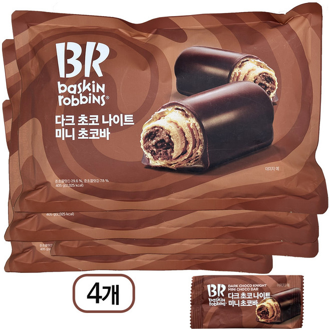 배스킨라빈스 다크 초코 나이트 미니 초코바, 405g, 4개