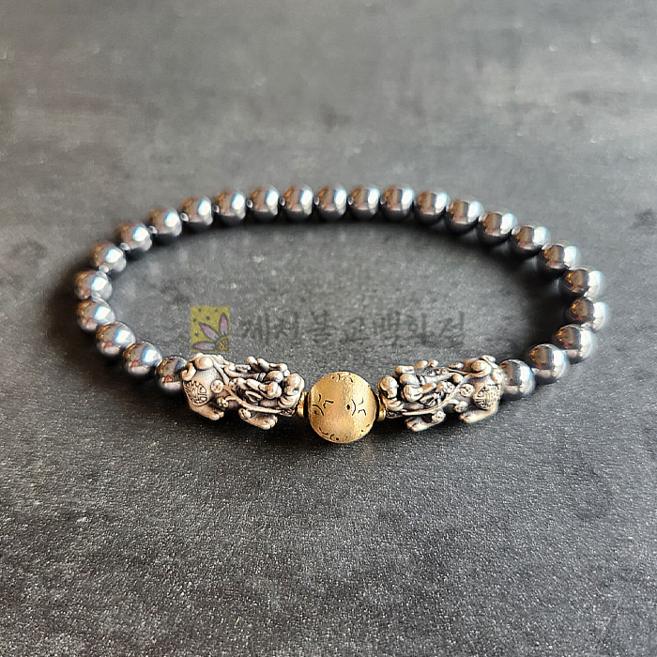 14k옴모주합장주(6mm 남성용) 팔찌 14k금볼 불교악세사리, 1개, 단품