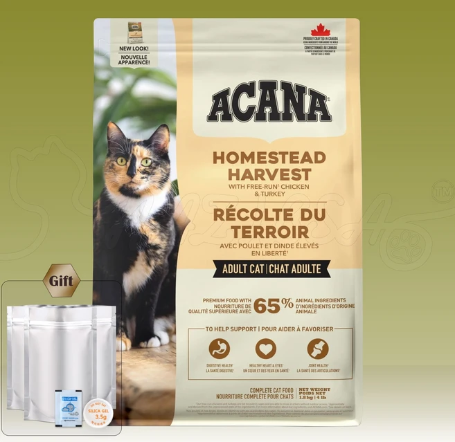 아카나 캣 홈스테드 하비스트 1.8kg + 소분팩 실리카겔 3팩, 상세페이지 참조, 상세페이지 참조 - 쿠팡