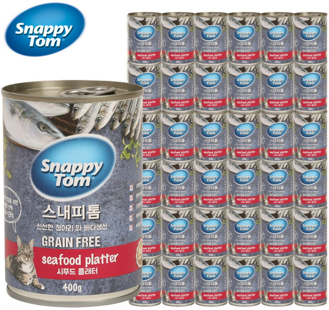 스내피톰 고양이 습식 주식 캔 대용량, 400g, 36개, 혼합맛(정어리/바다생선)