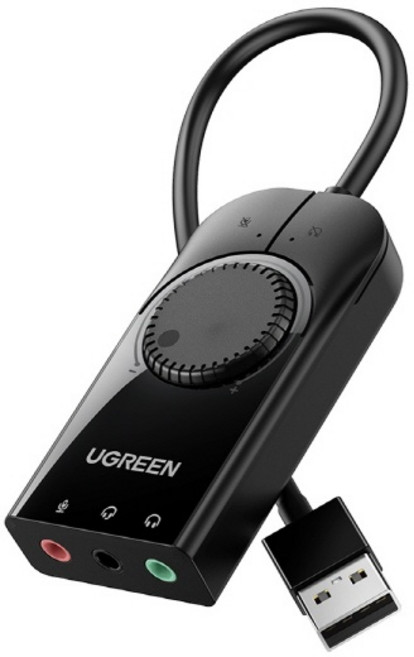 유그린 고급형 USB 사운드카드 어댑터 15cm 외장형, CM129, 1개