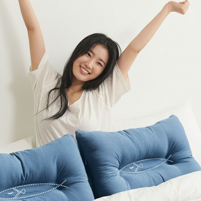 빨아쓰는 어린이 여성 주니어 낮은 경추 베개 초등 일자목 거북목 옆잠시 편한 베게, 클라우드블루, 1개