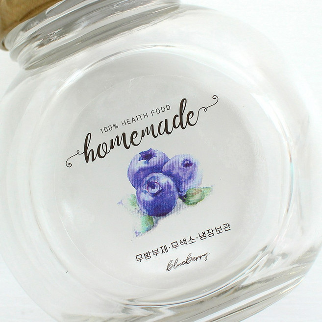 투명 블루베리 수제청 스티커 과일청 수제잼 수제식초 과일 스티커 주문제작, 100매, 방수화이트스티커
