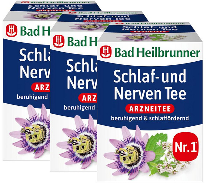 바드하일브루너 슬립 네르벤티 티백 Bad Heilbrunner Schlaf Nerven Tee, 3개, 8개입, 1.75g