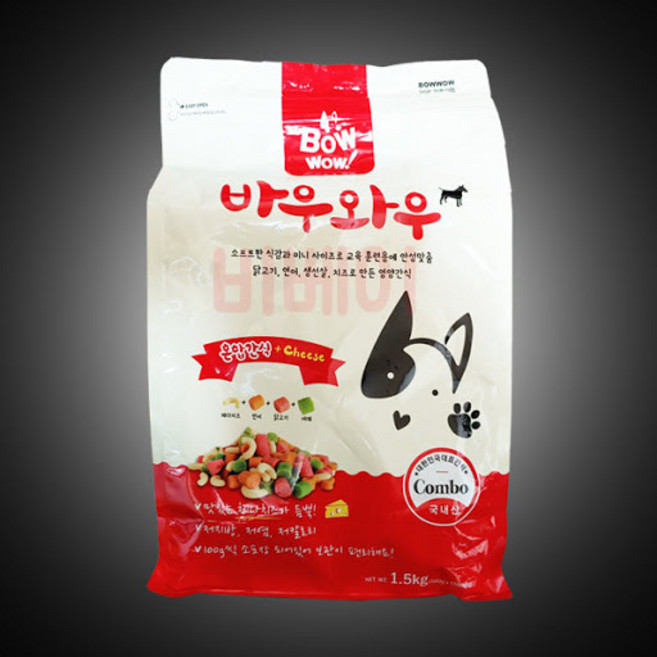 코스트코 바우와우 강형욱 훈련용 혼합간식 1.5kg(100g x 15), 체다치즈+연어+닭고기+야채, 1개, 1.5kg