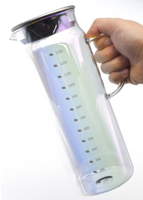 오로라 내열 유리 물병 물통 냉장고 텀블러 아기 스포츠 1300ml, 1개, 단품