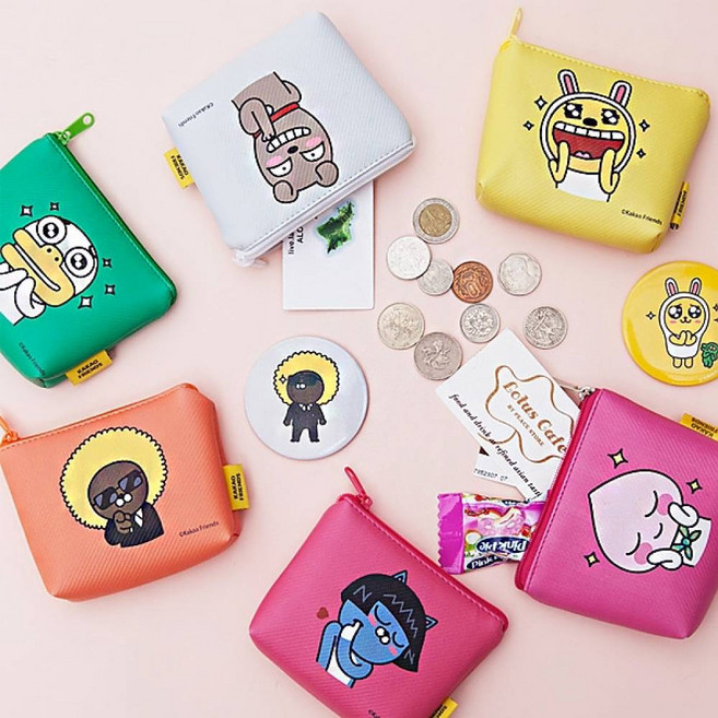 카카오프렌즈 사각파우치 다용도 보관 미니 캐릭터 파우치-튜브(에메랄드)