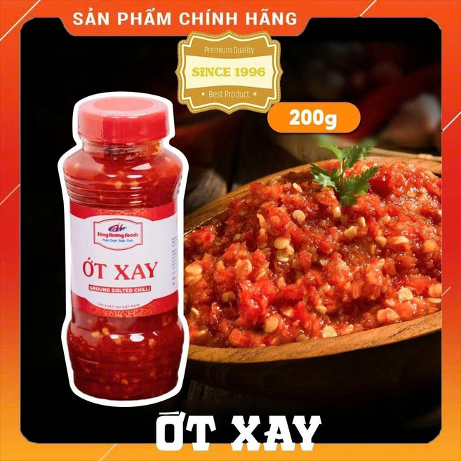 베트남 SongHuong Foods 다진 매운 고추 칠리 소스 200g 3병 OT Xay GROUND SALTED CHILLI 그라운드 솔티드, 3개