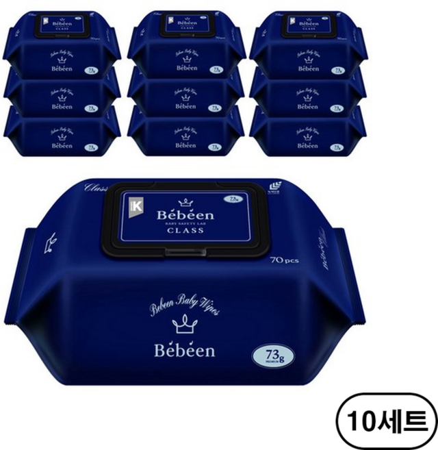 베베앙 클래스 프리미엄 엠보싱 저자극 아기 물티슈 캡형 73평량, 73g, 70매, 100개