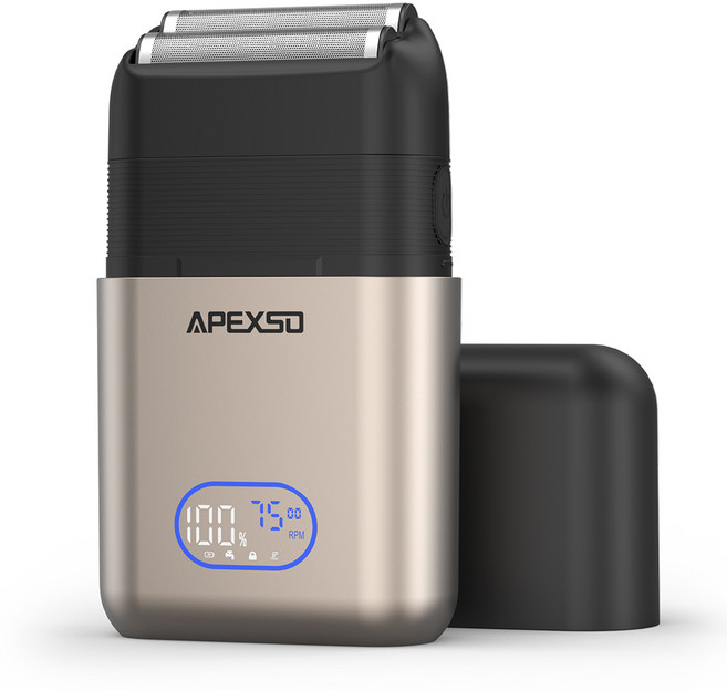APEXSO 남자 전기면도기 휴대용 면도기 고출력 왕복면도기 건습식 IPX6방수 LED 디스플레이 C타입충전, 블랙 골드, BG7100