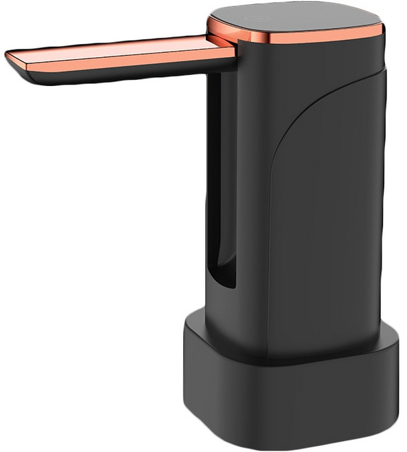 USB充電電動抽水器 飲水機抽水泵 折疊式智能定量上水器, 1個, 折疊液晶款黑色【升級桌桶兩用】