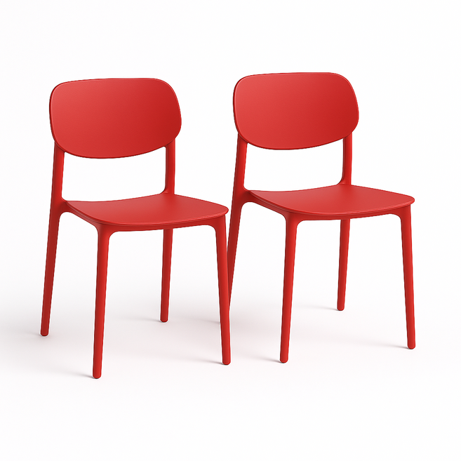 이엔비 일체형 인테리어 식탁의자, 2개, 레드