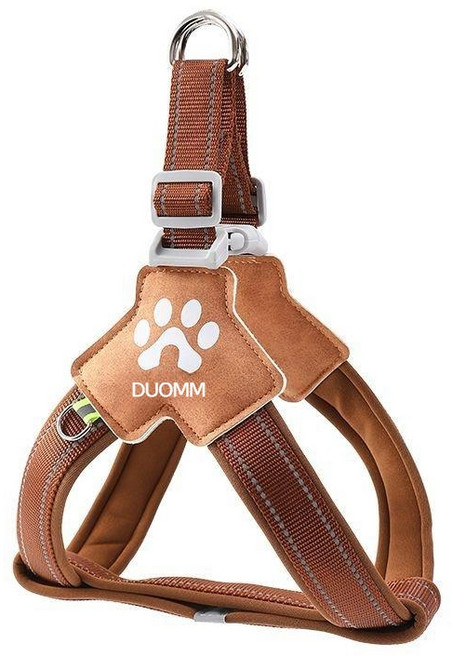 중형 및 대형견용 강아지 견인 로프 가슴 하네스 조끼 스타일 시바견 코르기 조절식 강아지 산책 로프 반려견 사슬, 1개, 브라운(로프없는싱글스트랩)