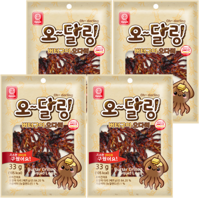 한진식품 오달링 버터구이 오다리, 4개, 33g