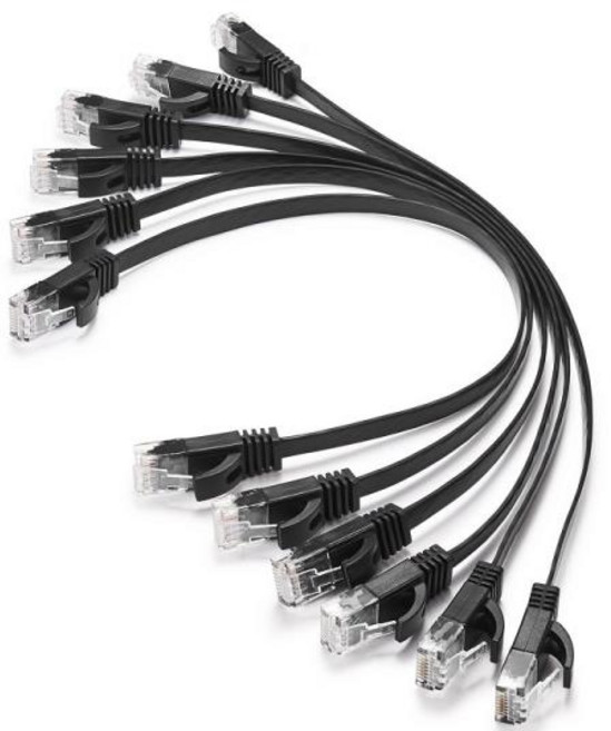 6팩 15cm 98FT 케이블 CAT6 플랫 UTP 이더넷 네트워크 RJ45 패치 LAN 검정/파랑/흰색, 01 검정색, 08 0.15m