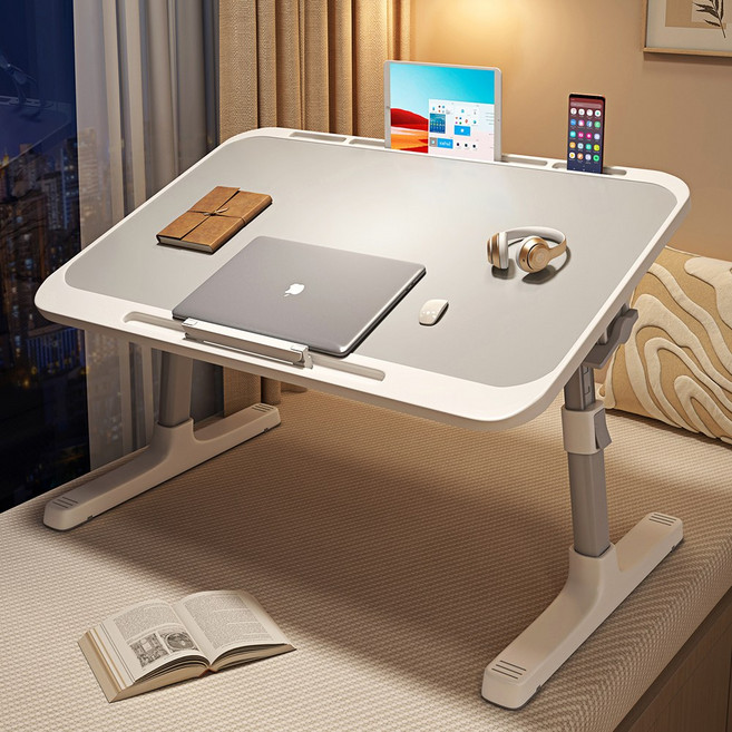 Ageye 접이식 다용도상 베드테이블 높낮이 조절 학습 책상, 화이트