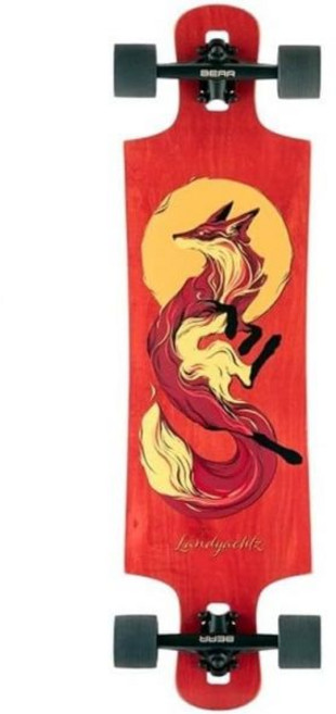 랜디악츠 컴플리트 롱보드 스케이트보드 - 드롭 해머 선 폭스 36.5인치 x 10인치, 1개