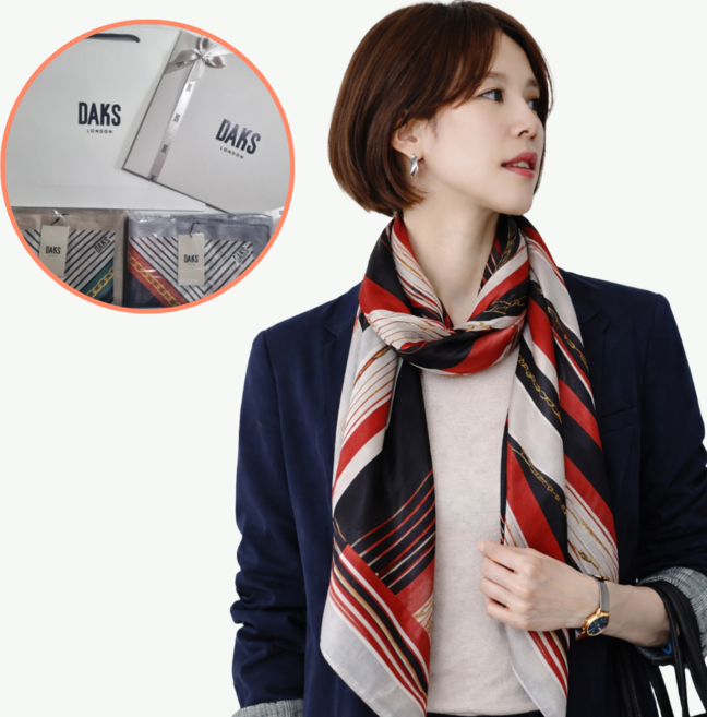 [백화점 정품] 닥스 스카프 DAKS 여성 실크 100 스카프 SUYRCHTF957 선물포장