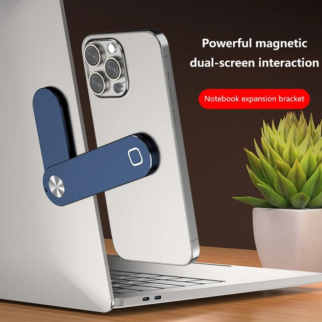 새로운 자석 휴대폰 홀더 노트북 화면 지지대 접이식 사이드 마운트 태블릿 휴대폰 스탠드 조절 가능한 디, 02 Blue