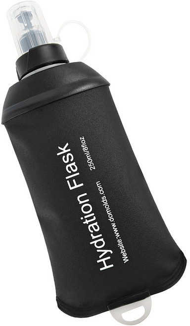 TPU 折疊軟水瓶 馬拉松騎行登山跑步便攜水壺, 黑色, 1個, 250ml