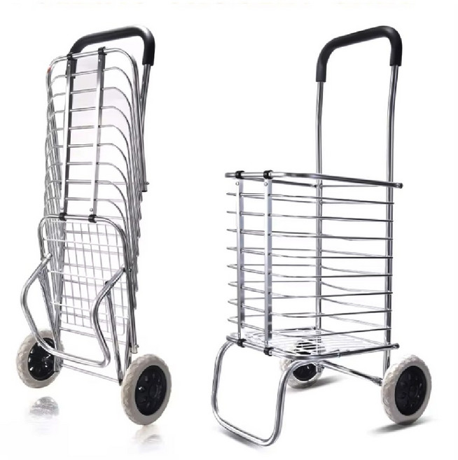 알루미늄 초경량 시장 바구니 캐리어 대형 접이식 장바구니 캐리어, 1개, 실버계열