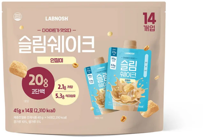 랩노쉬 슬림쉐이크 식사대용 쉐이크 인절미맛, 14개