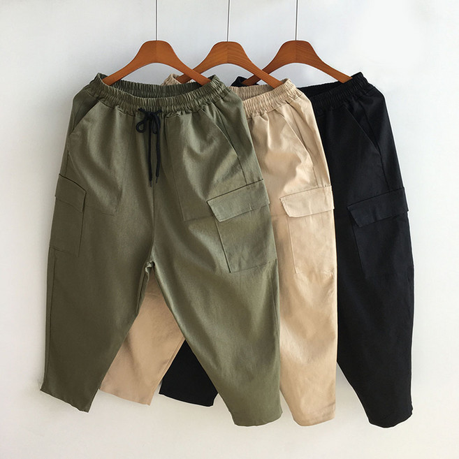 [황제패밀리] 남자 와이드 카고 편한 밴딩 팬츠