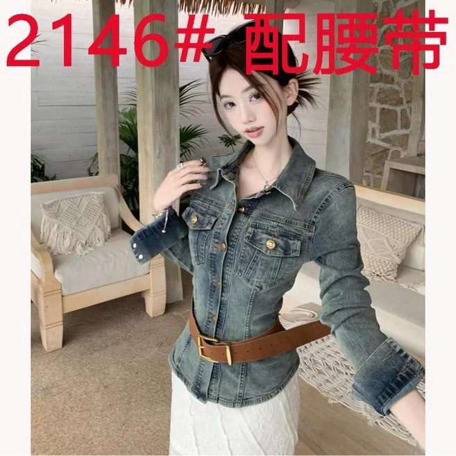 夏季新款韓版復古藍港風牛仔短袖上衣