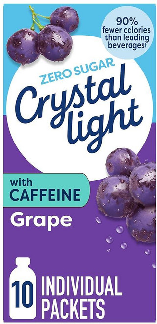 Crystal Light 카페인이 함유된 드링크 믹스 패킷 10개 편리한 이동 중에도 맛있는 수분 공급 다른 천연 향이 있는 포도 맛 무설탕 31.2g(1.1온스) 1, 3g