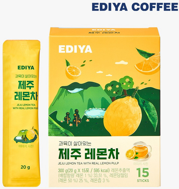 이디야 과육이 살아있는 제주 레몬차, 20g, 15개