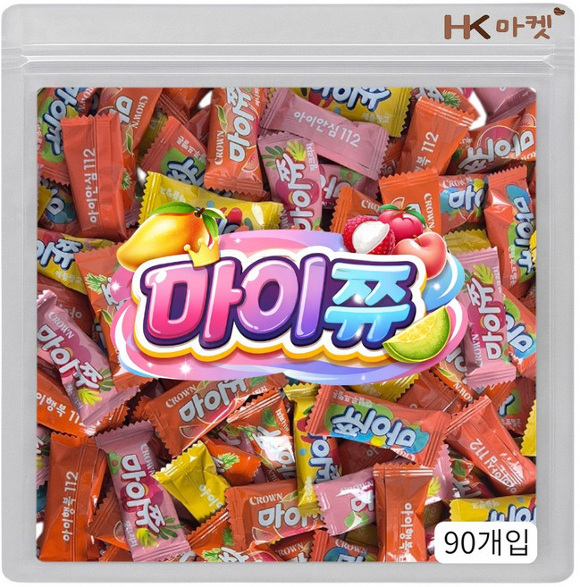 에이치케이마켓 마이쮸 네가지맛 90개입 (망고 리치 피치 멜론), 4.5g, 90개