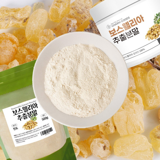 100% 인도산 보스웰리아 추출분말 고농축 보스웰릭산(AKBA KBA) 10% 함유, 4개, 500g