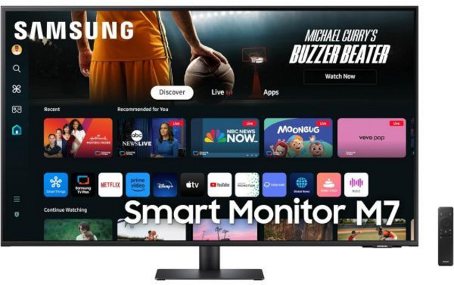 SAMSUNG M7 M70D LS43DM702UNXGO 43인치 4K UHD 스마트 모니터 게이밍 허브, 검정