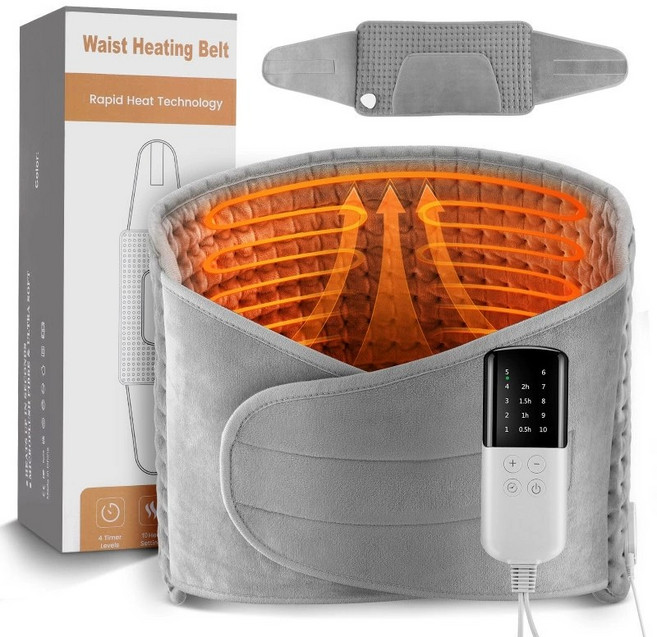 Sorpci 온열 허리벨트 10단 온도조절 허리 배 복부 전기 찜질기 손난로 온열벨트, 그레이