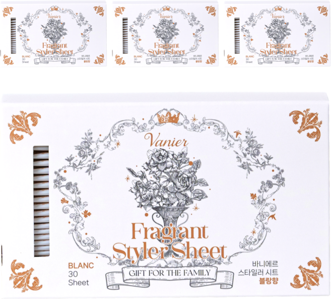 바니에르 향기 부스터 의류관리기시트 스타일러 블랑향 개별포장 30p, 30개입, 4개