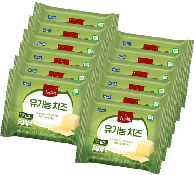 상하 유기농 체다 슬라이스 180g, 12개