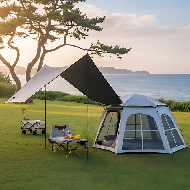 디프 6각대형 원터치 텐트 타프 2240X280X160CM 5-6인용, 5-6인용 실버