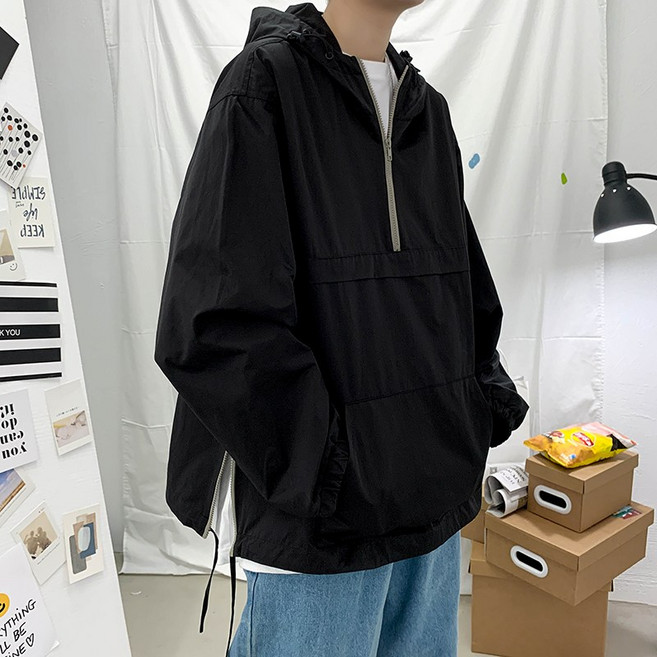 Frock Zip Wei Yi 남성 조수 브랜드 거리 트렌드 잘 생긴 솔리드 컬러 모자 재킷