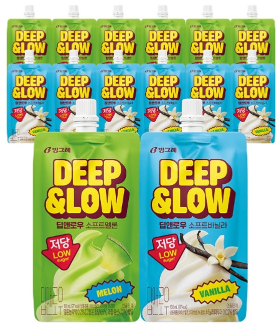 기타 빙그레 딥앤로우 소프트 바닐라 6개 + 멜론 저당 아이스크림, 12개, 160ml