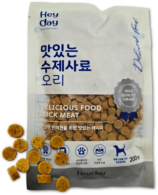 헤이데이 가수분해 맛있는 수제 소프트 사료 샘플 체험팩, 1개, 200g, 오리