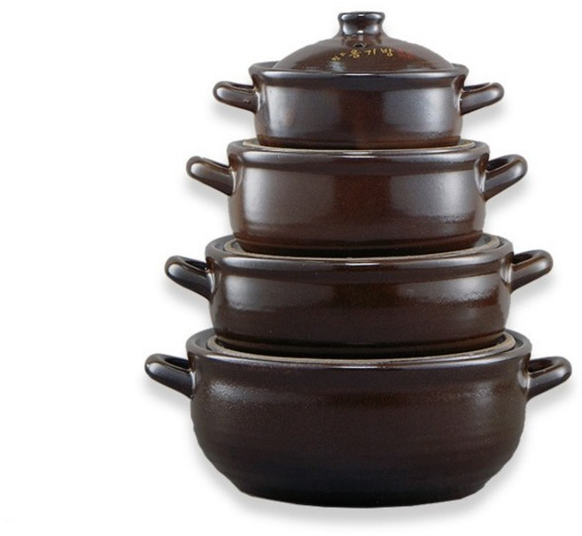 국산 황토 옹기방 내열 뚝배기 냄비 (대) 안깨지는 튼튼한 손잡이 뚜껑 뚝배기, 1개, 1cm