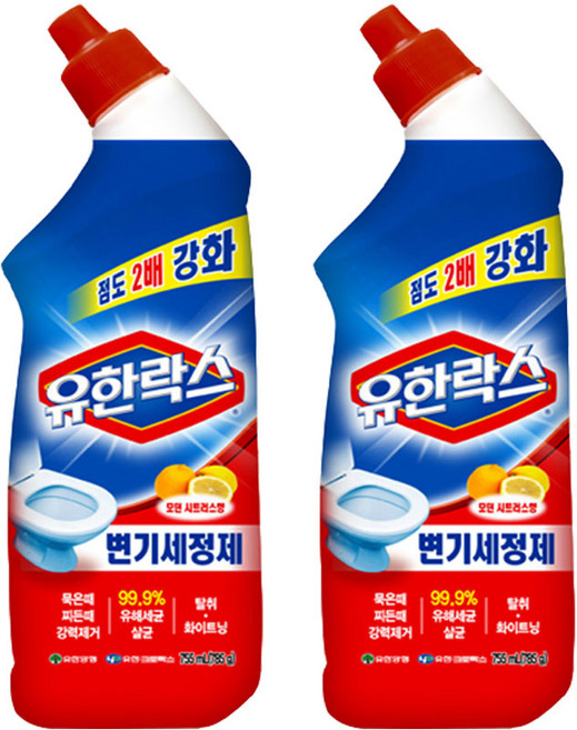 유한락스 변기세정제 시트러스 755ml X 2EA/고농축 락스와세제 다목적용 리뉴얼