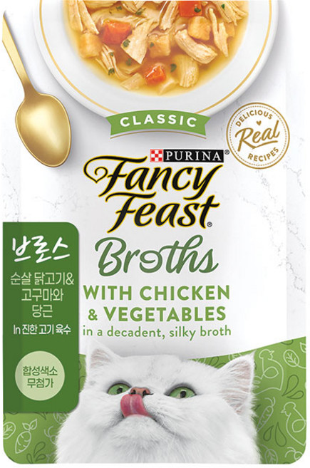 퓨리나 팬시피스트 브로스 고양이간식, 닭고기 + 고구마 + 당근 + 진한 고기 육수 혼합맛, 40g, 4세트