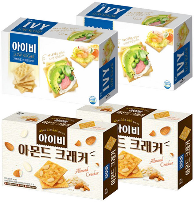 해태 아이비 크래커 2종 (오리지널309g 아몬드크래커178g), 2세트, 478g
