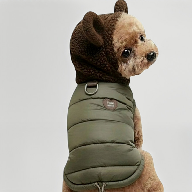 댕키즈 강아지 경량 하네스 방한패딩, 1개, 피스타치오카키