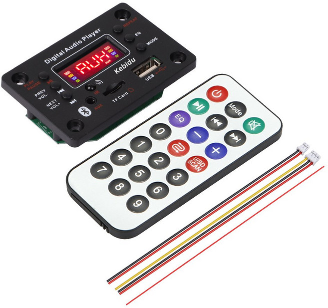40W 80W 블루투스 25V 자동차 디코더 핸즈프리 FM 12V TF 보드 라디오 MP3 기록 통화 모듈 음악 플레이어 AUX USB, Bla, 1개